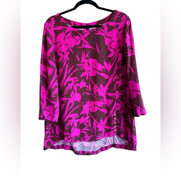 Soft Surroundings Tops - Soft Surroundings Fuchsia Floral Blouse Boho Luxe Flowy Top Lagenlook Feminine
